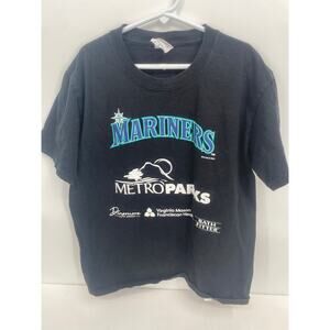 Seattle Mariners Black Short Sleeve Sponsors MetroParks T-shirt Medium Youth